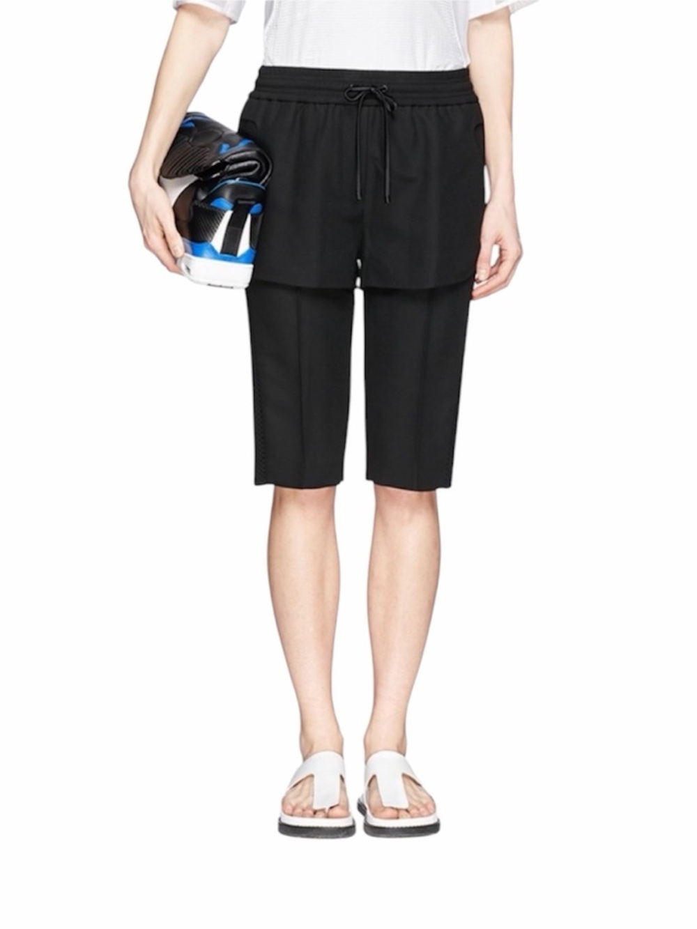 Alexander Wang Womens Black Double Layer Hybrid Running Bermuda Shorts size 2